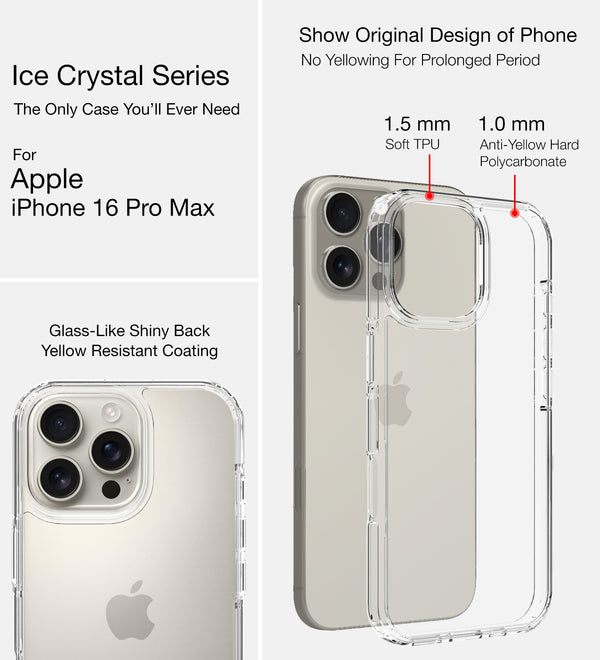 Apple iPhone 16 Pro Max (6.9 inch) Back Cover | Ice Crystal Series, Crystal Clear