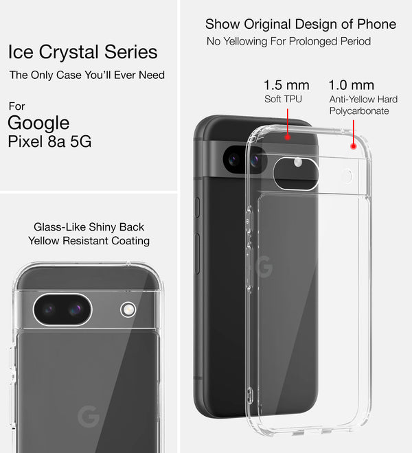 Google Pixel 8A 5G (6.1 inch) Back Cover | Ice Crystal Series, Crystal Clear