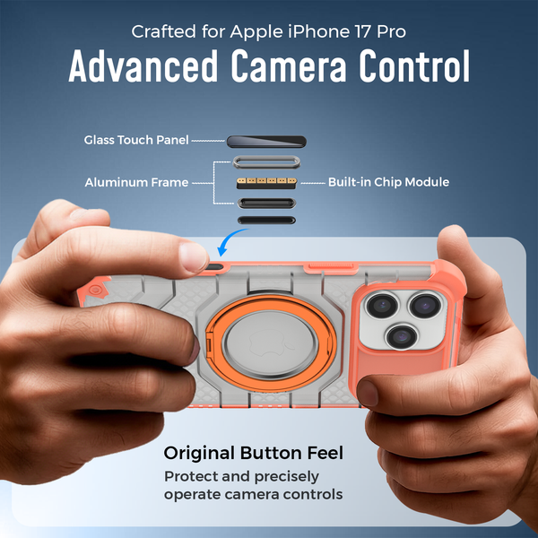 Apple iPhone 17 Pro (6.3 inch) Back Cover | Explorer MagSnap Series With 360° Ring Stand, Cosmic Orange