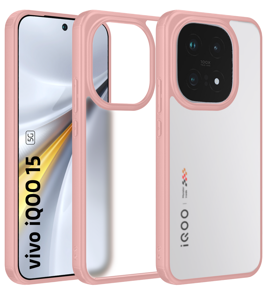 iQOO 15 5G (6.85 inch) Back Cover | Rugged Frosted Series, Pink