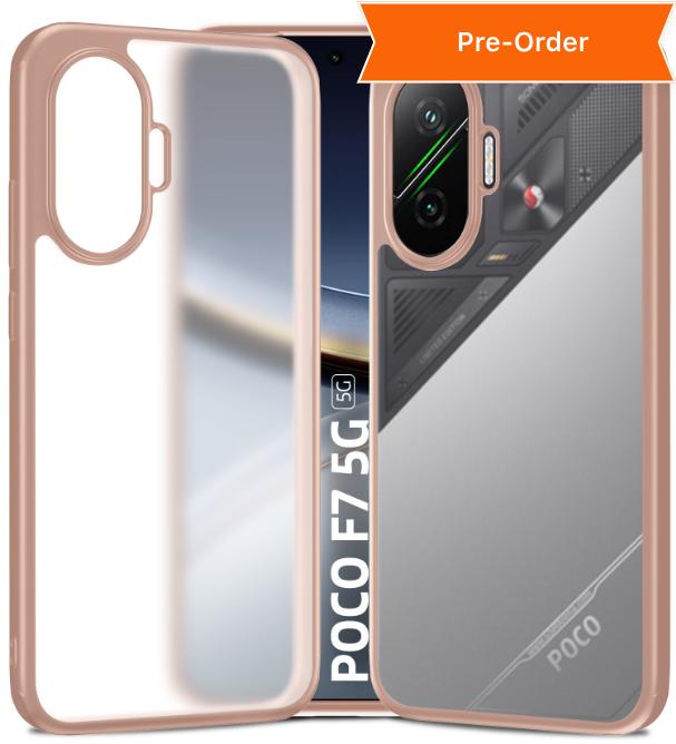 [Pre - Order], [Estimated Shipping Date: 28th August 2025], Rugged Frosted Semi Transparent PC Shock Proof Slim Back Cover for POCO F7 5G, 6.83 inch, Pink
