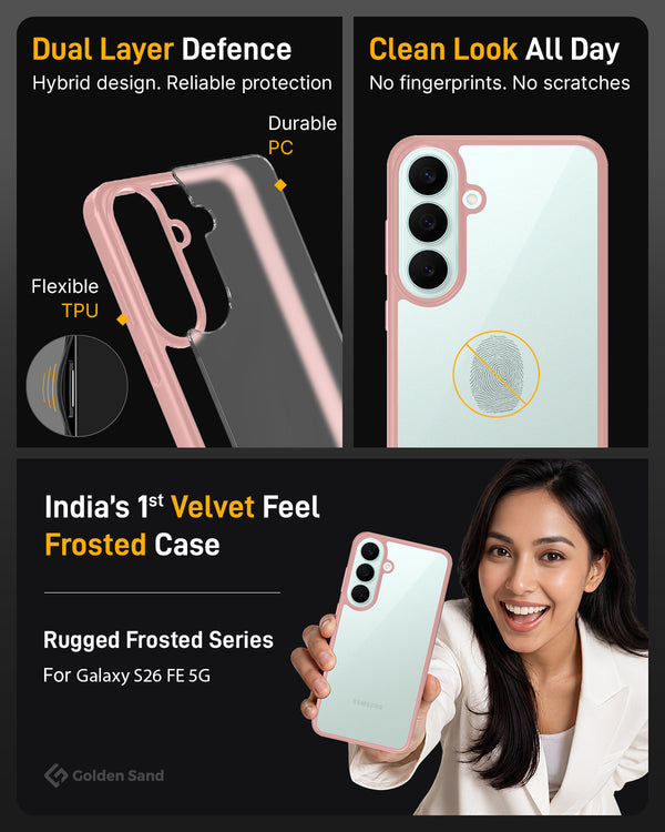 Samsung Galaxy S26 FE 5G (6.7 inch) Back Cover | Rugged Frosted Series, Pistachio Pink