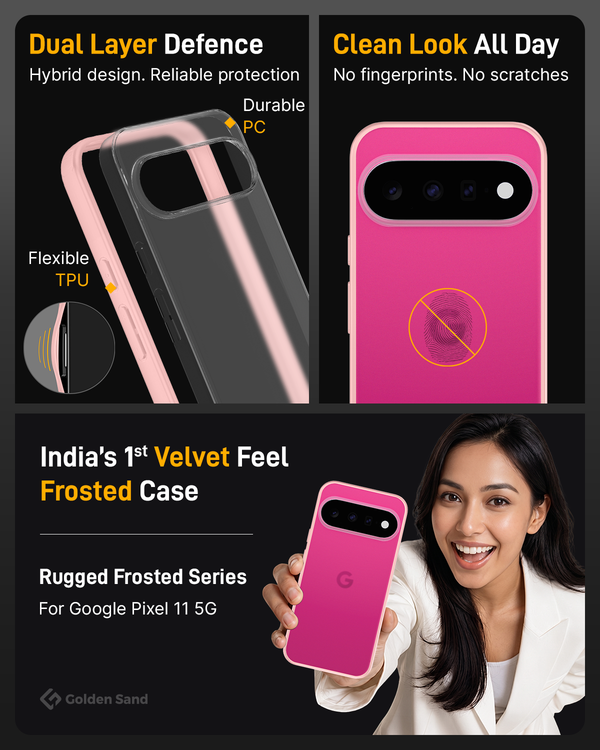 Google Pixel 11 5G (6.3 inch) Back Cover | Rugged Frosted Series, Hibiscus Pink