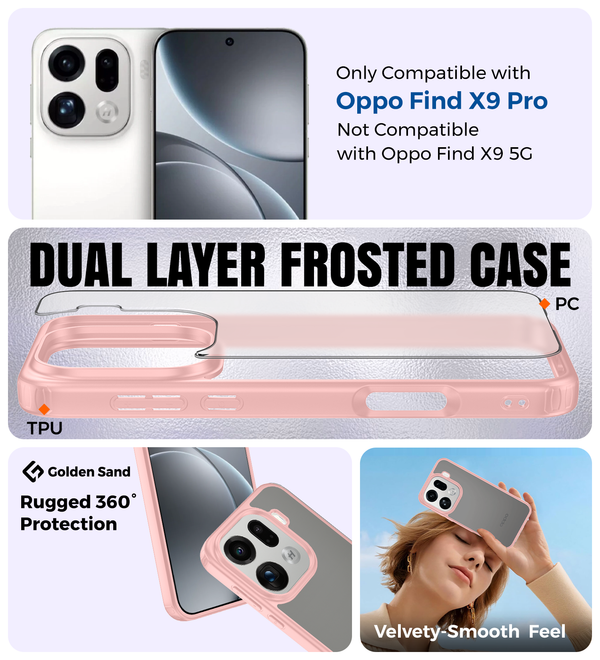 Oppo Find X9 Pro 5G (6.78 inch) Back Cover | Rugged Frosted Series, Silk Pink