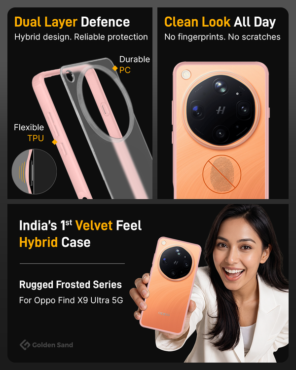 Oppo Find X9 Ultra 5G (6.82 inch) Back Cover | Rugged Frosted Series, Canyon Pink