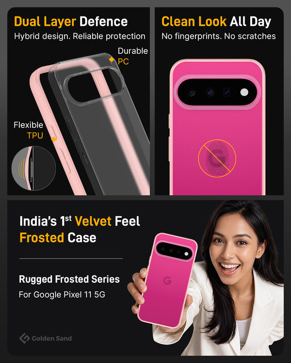 Google Pixel 11 5G (6.3 inch) Back Cover | Rugged Frosted Series, Hibiscus Pink