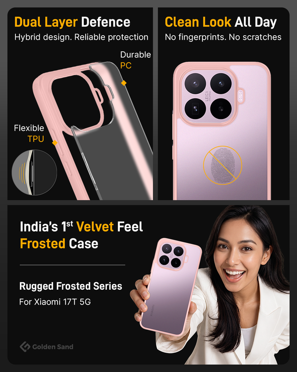 Xiaomi 17T 5G (6.59 inch) Back Cover | Rugged Frosted Series, Pink