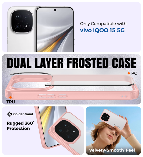 iQOO 15 5G (6.85 inch) Back Cover | Rugged Frosted Series, Legend Pink