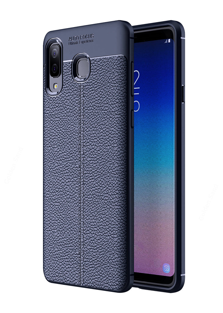 Back Cover, Drop Tested, TPU (Rubber), blue, Galaxy A8 Star, Leather, Leather Armor TPU, ₹500 - ₹699, Solid, Slim Design, , samsung