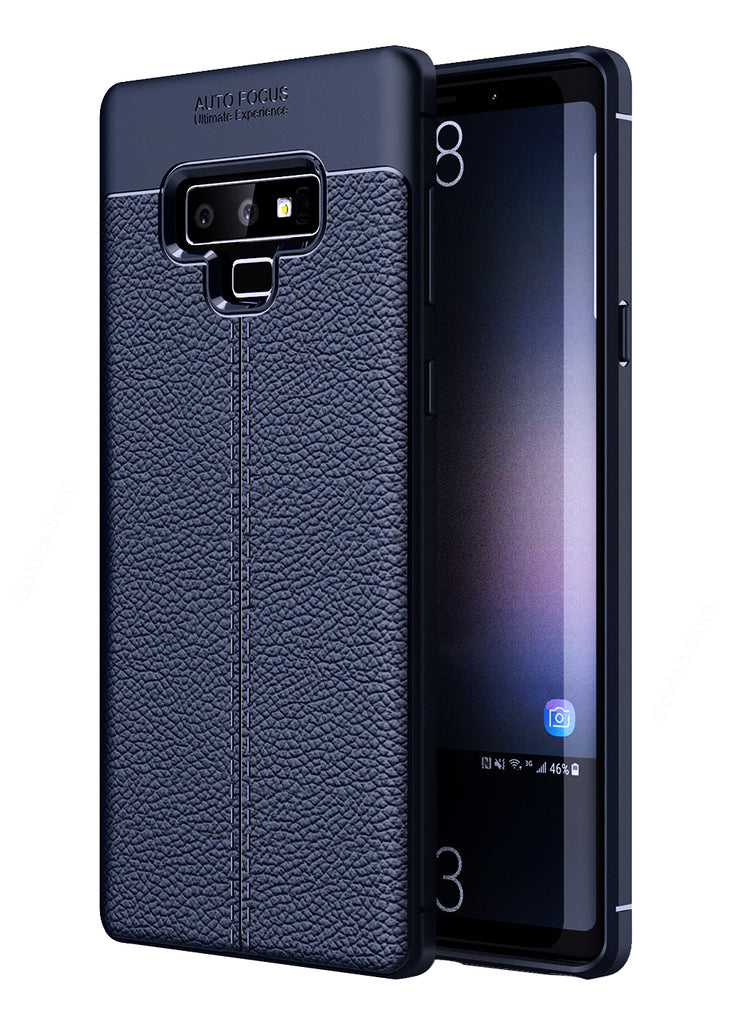 Back Cover, Drop Tested, TPU (Rubber), blue, Galaxy Note 9, Leather, Leather Armor TPU, ₹500 - ₹699, Solid, Slim Design, , samsung