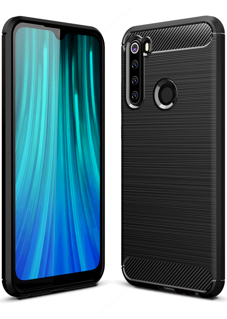Carbon Fibre Series Shockproof Armor Back Cover for Xiaomi Redmi Note 8 6.3 inch, Black