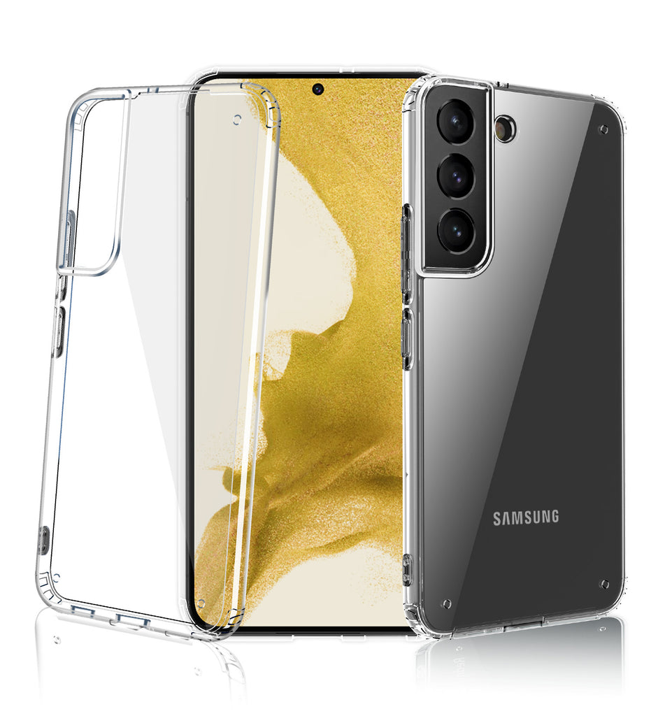 Ice Crystal Series Hybrid Yellow Resistant Transparent PC Military Grade TPU Back Cover for Samsung Galaxy S22+ Plus 5G, 6.6 inch, Crystal Clear
