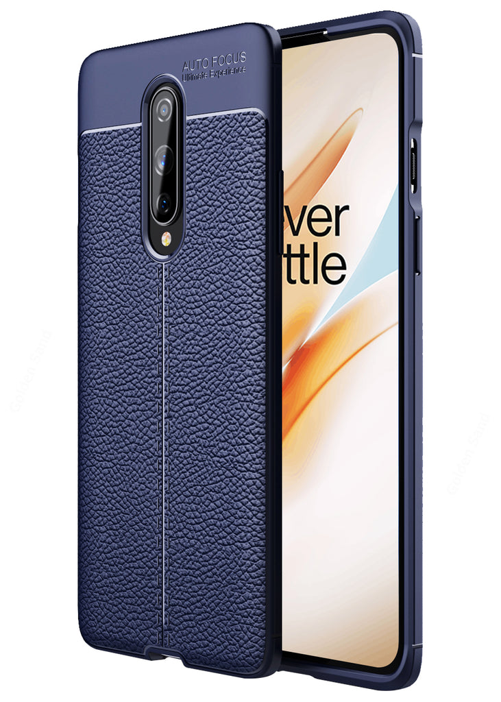 Back Cover, Drop Tested, TPU (Rubber), blue, Leather, Leather Armor TPU, ₹500 - ₹699, Solid, Slim Design, oneplus, oneplus 8, 