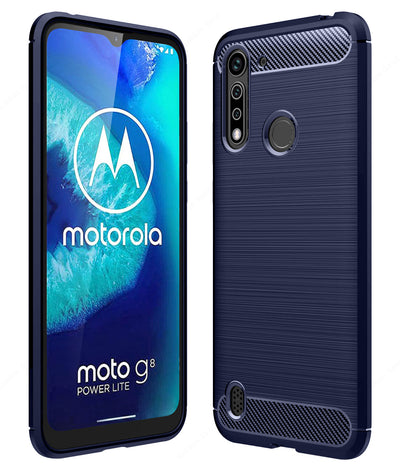 Back Cover, Drop Tested, TPU (Rubber), blue, Carbon Fibre, Solid, Slim Design, Moto, Moto G8 Power Lite, Motorola, ₹0 - ₹499
