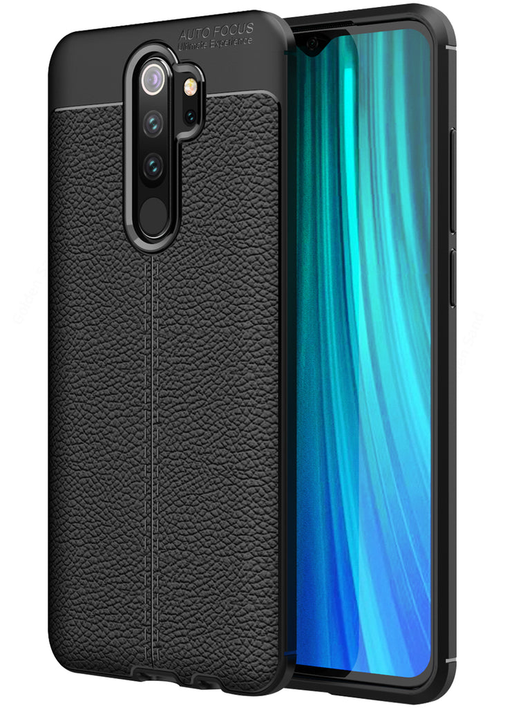 Leather Armor TPU Series Shockproof Armor Back Cover for Xiaomi Redmi Note 8 Pro 6.53 inch, Black