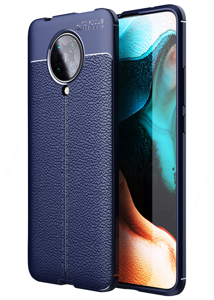 Leather Armor TPU Series Shockproof Armor Back Cover for Xiaomi Poco F2 Pro 6.67 inch, Blue