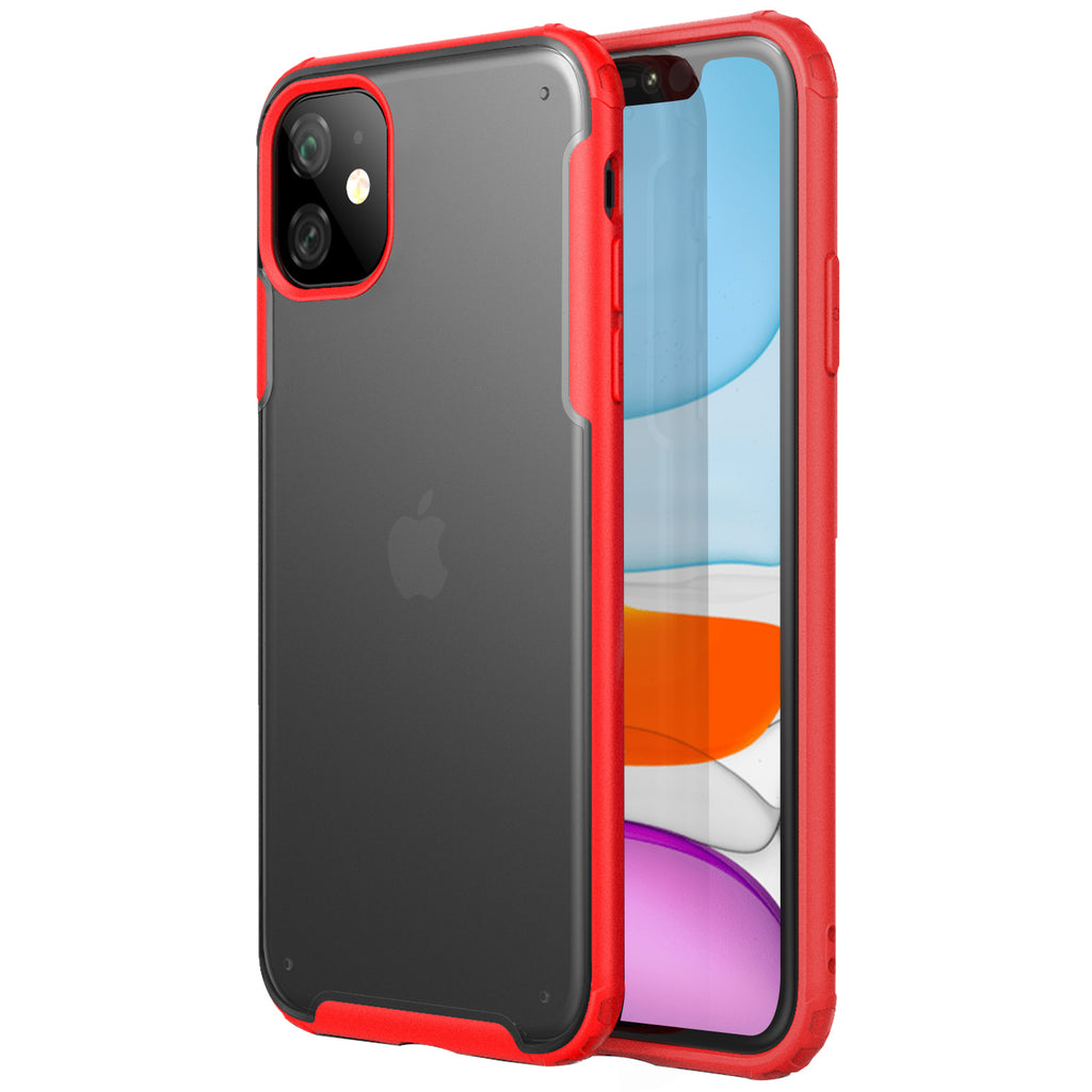 Apple, Back Cover, Drop Tested, TPU (Rubber), iPhone 11, , red, rugged frosted,  ₹500 - ₹699, PolyCarbonate (Plastic), Slim Design, translucent