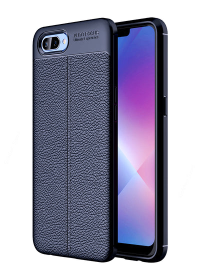 Back Cover, Drop Tested, TPU (Rubber), blue, Leather, Leather Armor TPU, ₹500 - ₹699, Solid, Slim Design, realme 2