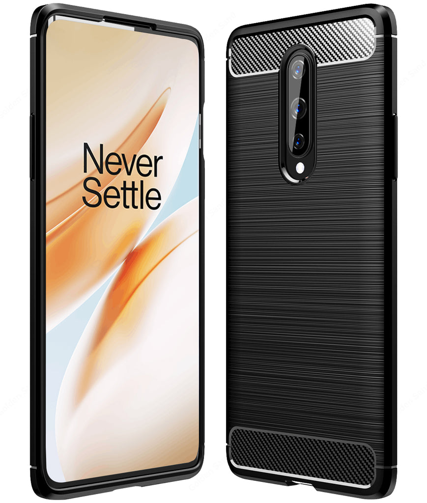 Back Cover, Drop Tested, TPU (Rubber), black, Carbon Fibre, Solid, Slim Design, One plus, oneplus, oneplus 8, ₹0 - ₹499