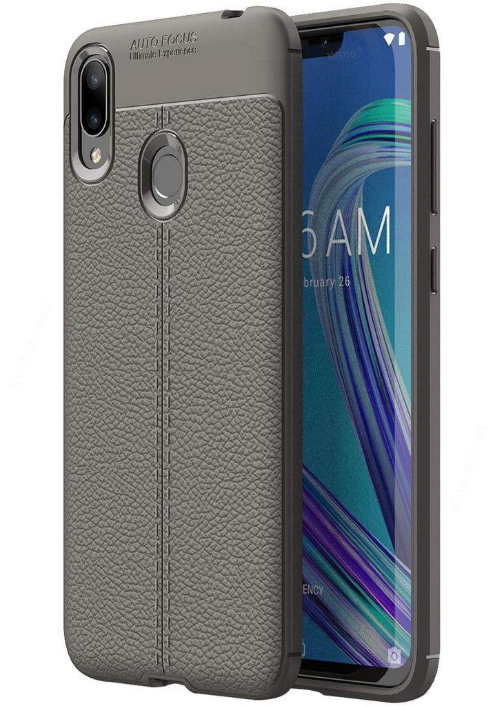 Leather Armor TPU Series Shockproof Armor Back Cover for Asus Zenfone Max M2, Magnet Gray