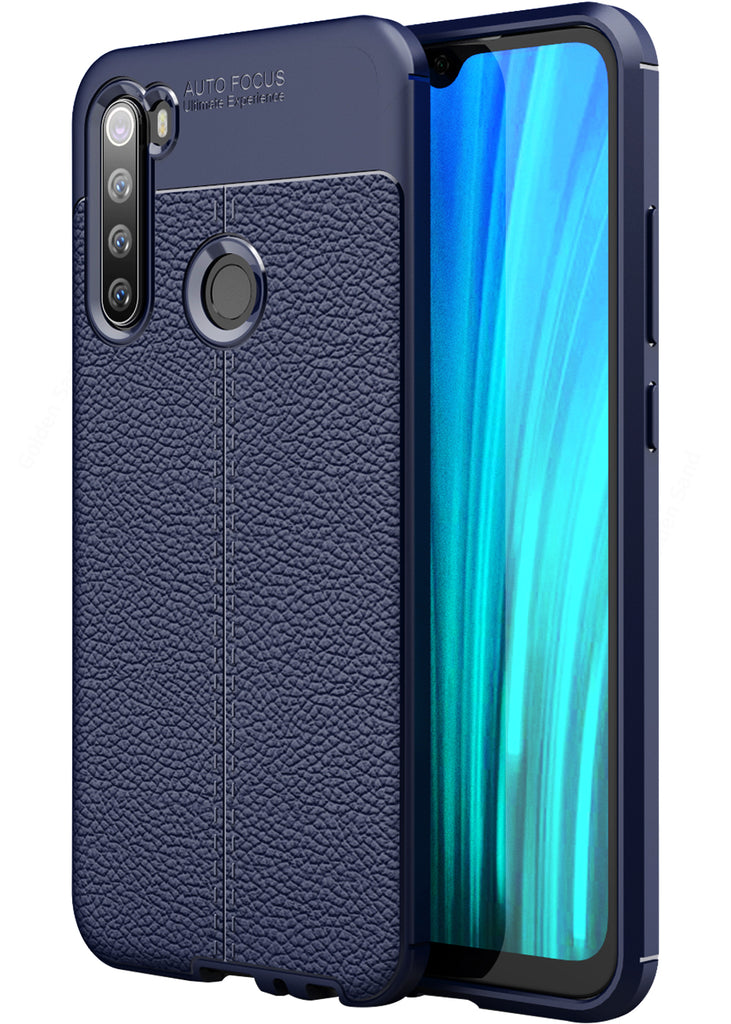 Leather Armor TPU Series Shockproof Armor Back Cover for Xiaomi Redmi Note 8 6.3 inch, Blue