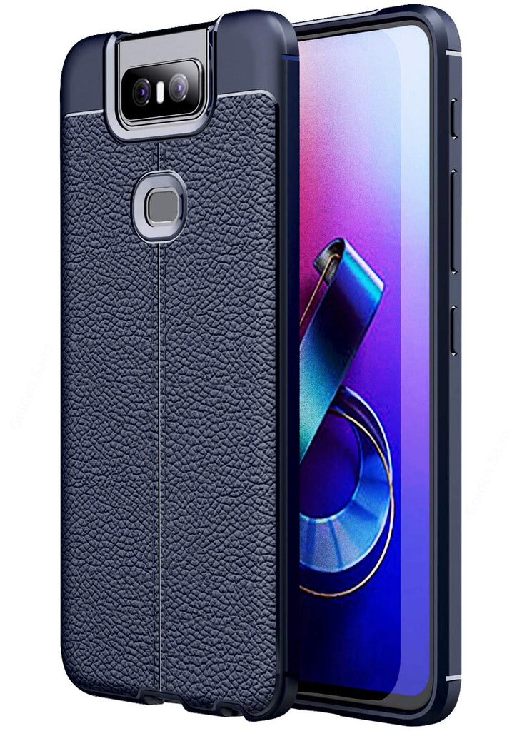 Leather Armor TPU Series Shockproof Armor Back Cover for Asus Zenfone 6Z, Blue