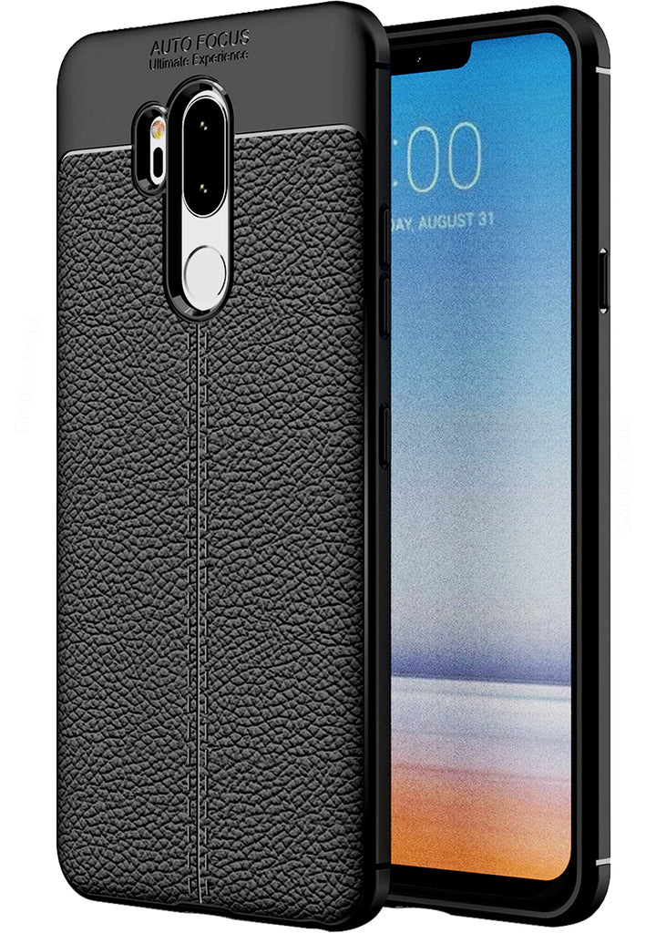 Back Cover, Drop Tested, TPU (Rubber), black, Leather, LG, LG G7 Thinq, Leather Armor TPU, ₹500 - ₹699, Solid, Slim Design