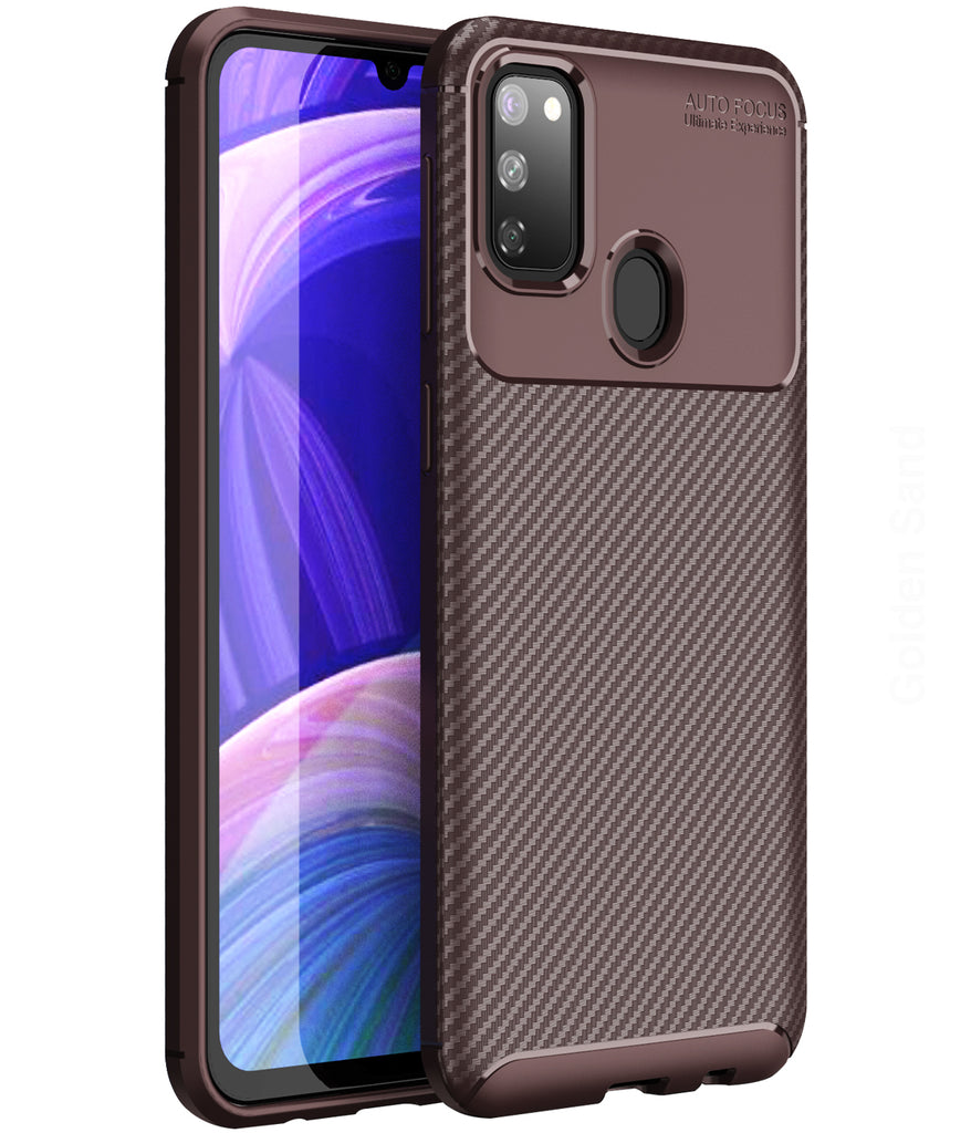 Aramid Fibre Series Shockproof Armor Back Cover for Samsung Galaxy M21 2021 Edition, Samsung Galaxy M21, M30s 6.4 inch, Brown