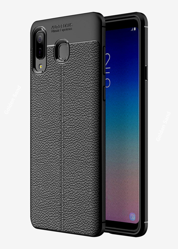 Back Cover, Drop Tested, TPU (Rubber), black, Galaxy A8 Star, Leather, Leather Armor TPU, ₹500 - ₹699, Solid, Slim Design, , samsung