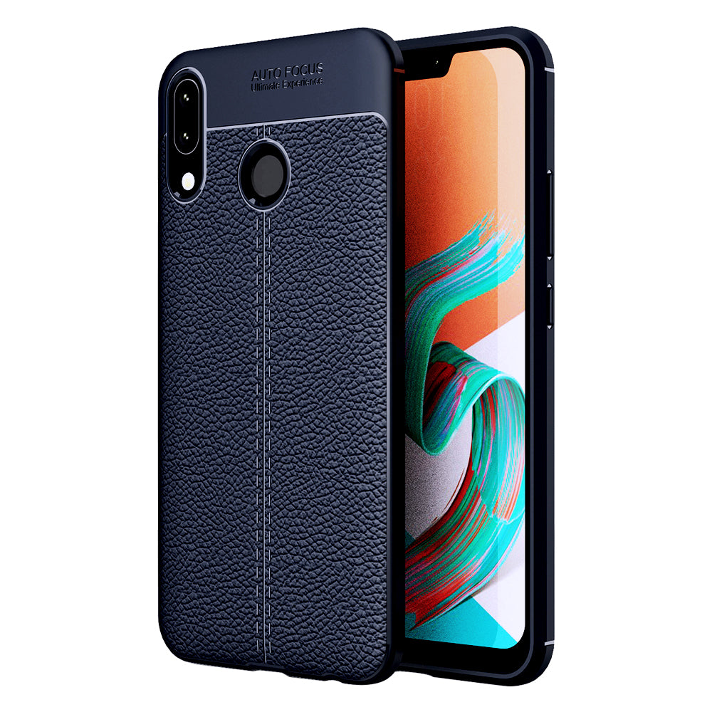 Asus, Back Cover, Drop Tested, TPU (Rubber), blue, Leather, Leather Armor TPU, ₹500 - ₹699, Solid, Slim Design, , Zenfone 5Z