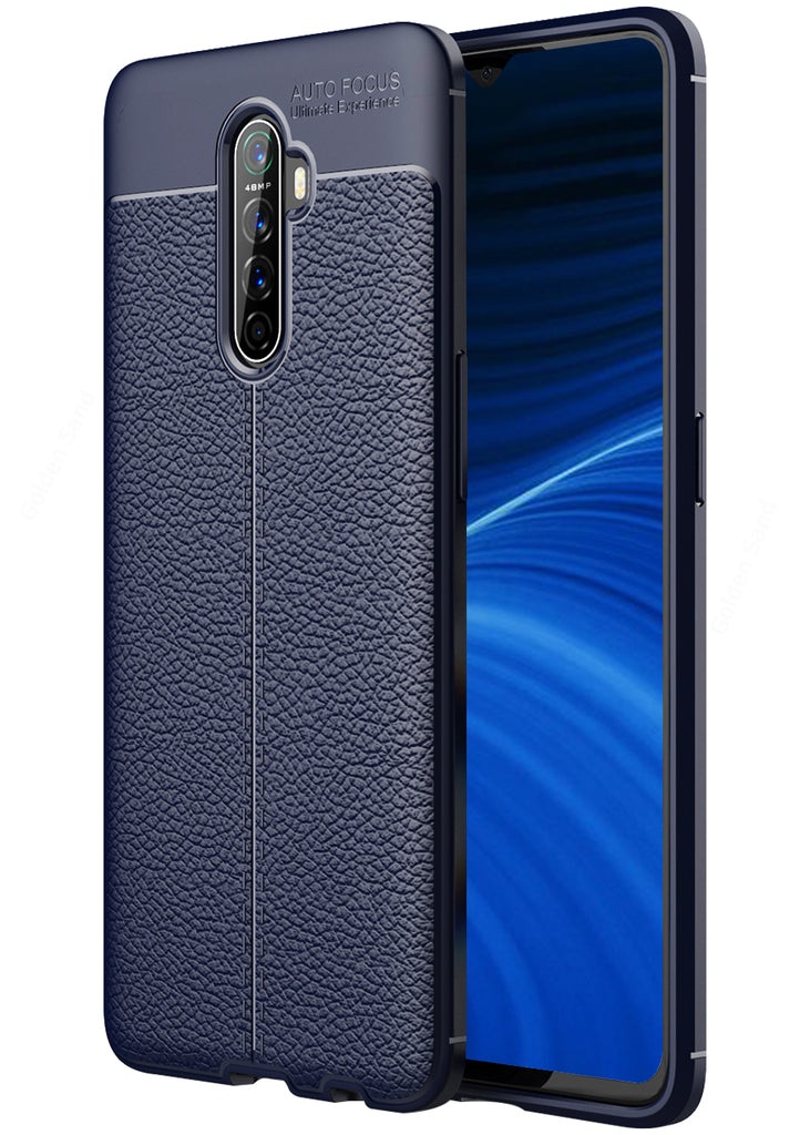 Leather Armor TPU Series Shockproof Armor Back Cover for Realme X2 Pro 6.5 inch, Blue