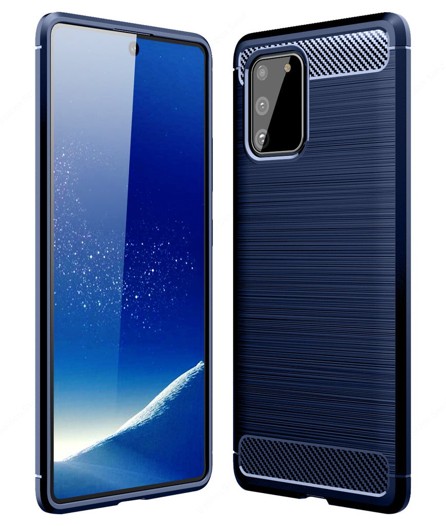 Carbon Fibre Series Shockproof Armor Back Cover for Samsung Galaxy S10 Lite 6.7 inch, Blue