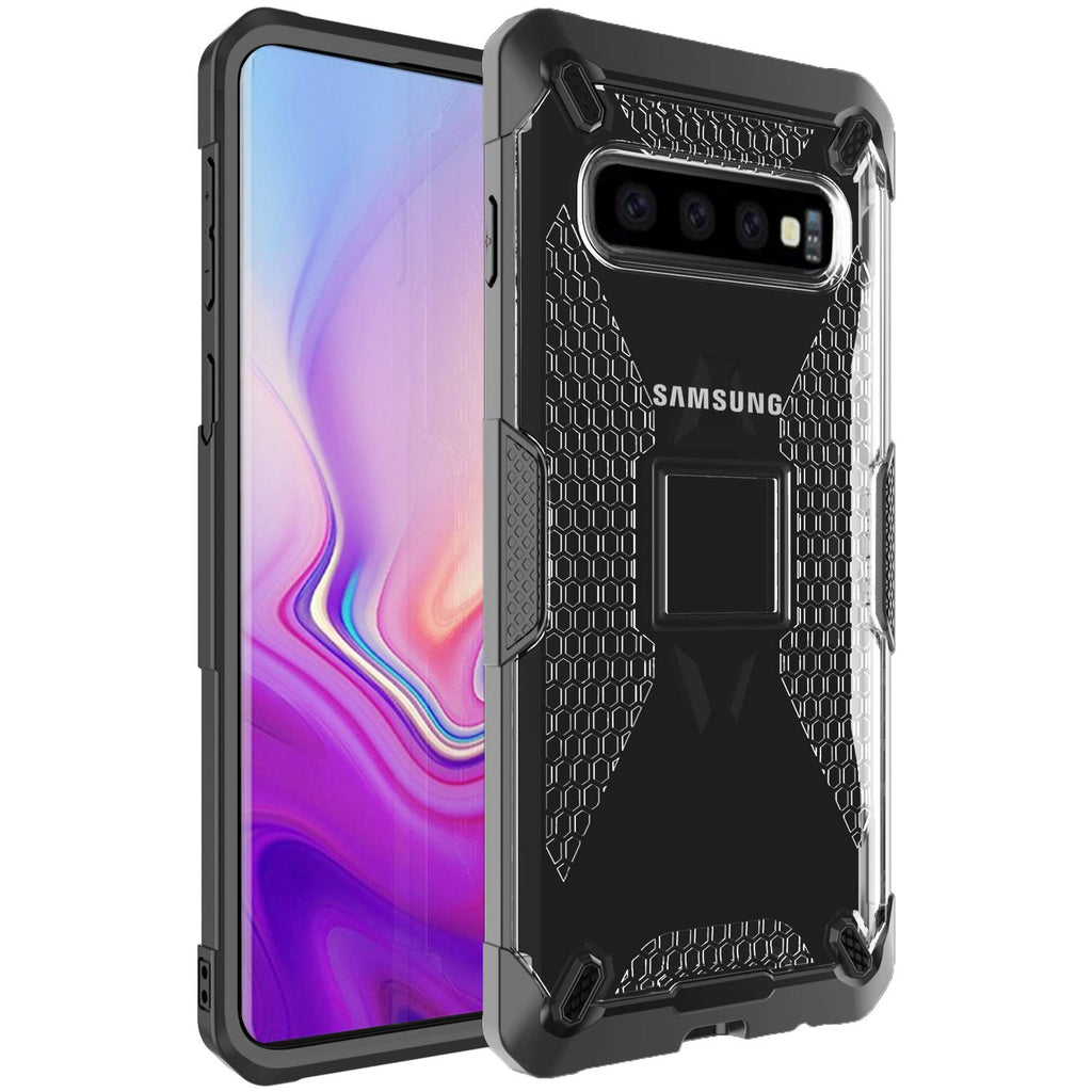 Drop Defense Series Rugged Transparent Bumper Back Cover for Samsung Galaxy S10 Plus, Ice White