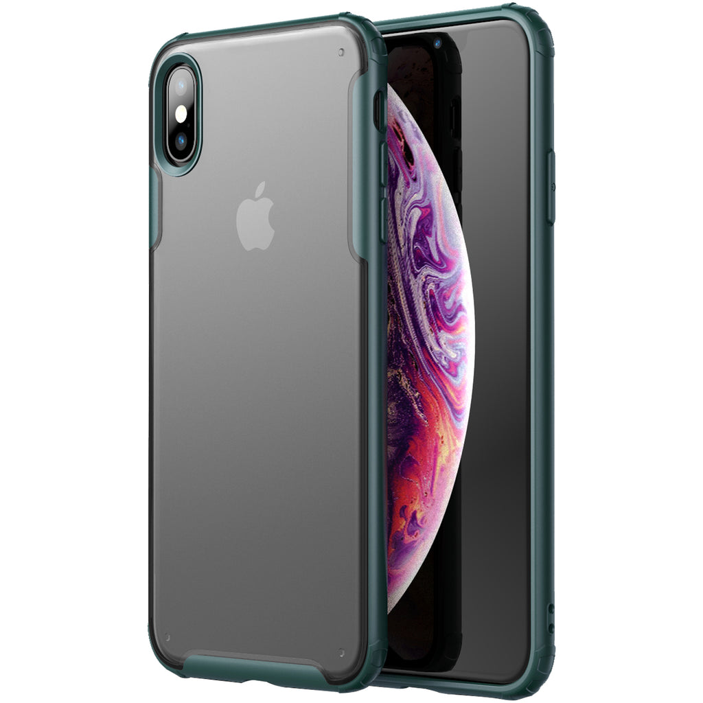 Apple, Back Cover, Drop Tested, TPU (Rubber), green, IPHONE X, IPHONE XS, Rugged Frosted, ₹500 - ₹699, PolyCarbonate (Plastic), Slim Design, translucent