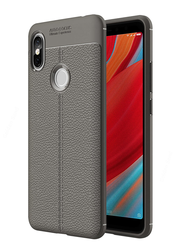 Back Cover, Drop Tested, TPU (Rubber), Grey, Leather, Leather Armor TPU, ₹500 - ₹699, Solid, Slim Design, Redmi Y2, Xiaomi