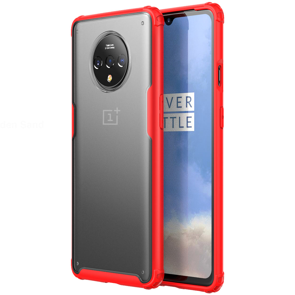 Back Cover, Drop Tested, TPU (Rubber), oneplus, oneplus 7T,  ₹500 - ₹699, red, rugged frosted, PolyCarbonate (Plastic), Slim Design, translucent, Oneplus 7