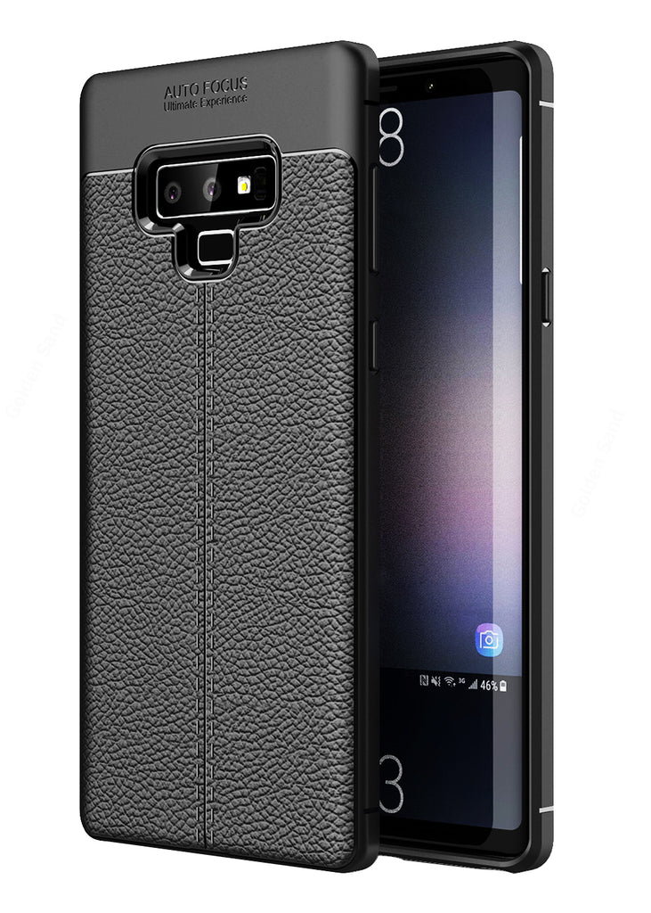 Back Cover, Drop Tested, TPU (Rubber), black, Galaxy Note 9, Leather, Leather Armor TPU, ₹500 - ₹699, Solid, Slim Design, , samsung