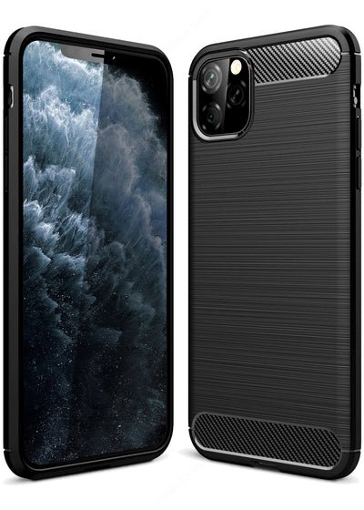 apple, Back Cover, Drop Tested, TPU (Rubber), black, Carbon Fibre, Solid, Slim Design, iphone 11 pro max, ₹0 - ₹499