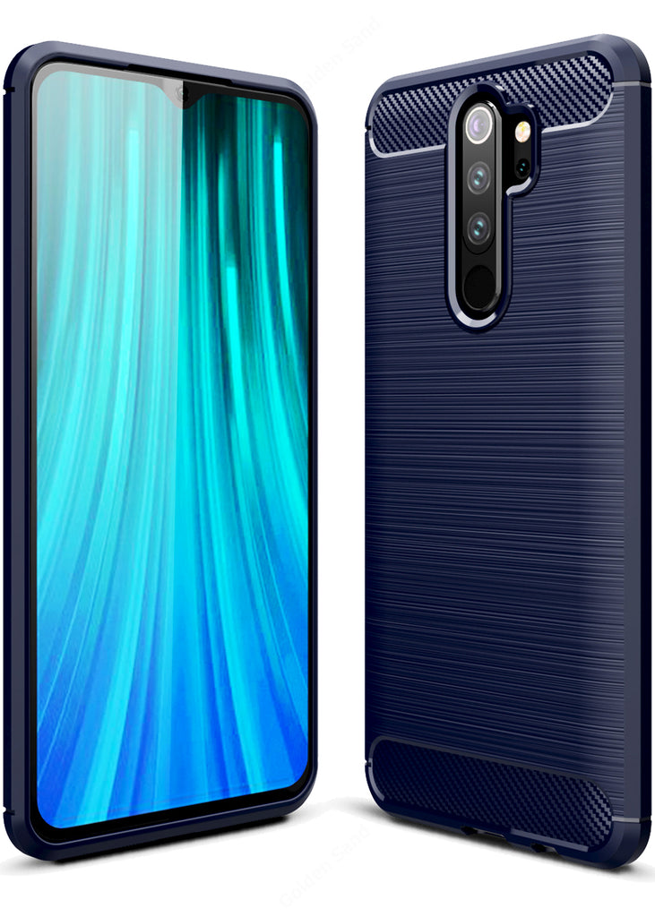 Carbon Fibre Series Shockproof Armor Back Cover for Xiaomi Redmi Note 8 Pro 6.53 inch, Blue