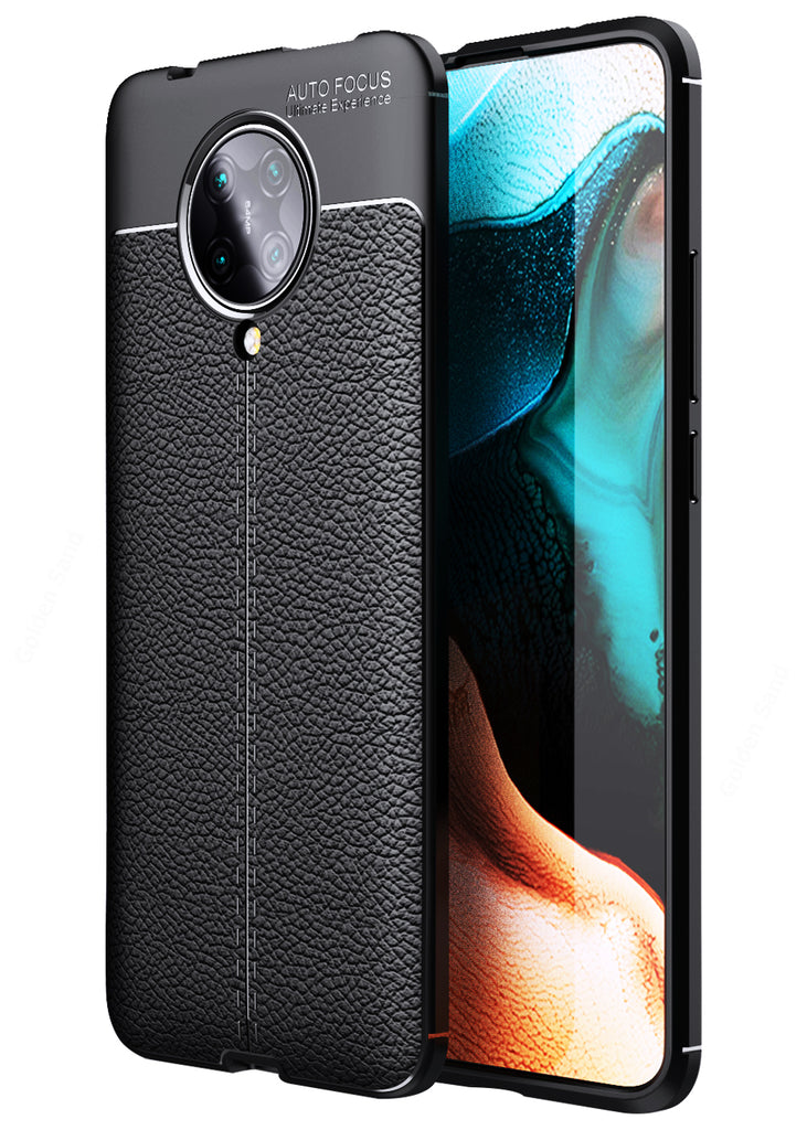 Leather Armor TPU Series Shockproof Armor Back Cover for Xiaomi Poco F2 Pro 6.67 inch, Black