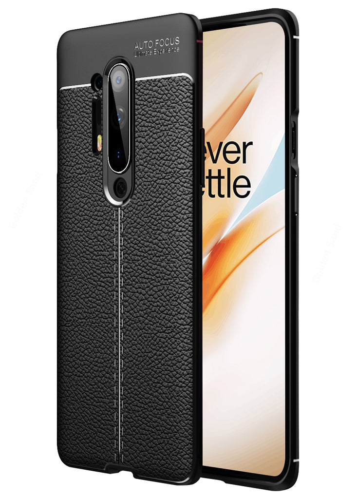 Back Cover, Drop Tested, TPU (Rubber), black, Leather, Leather Armor TPU, ₹500 - ₹699, Solid, Slim Design, oneplus, oneplus 8 Pro, 