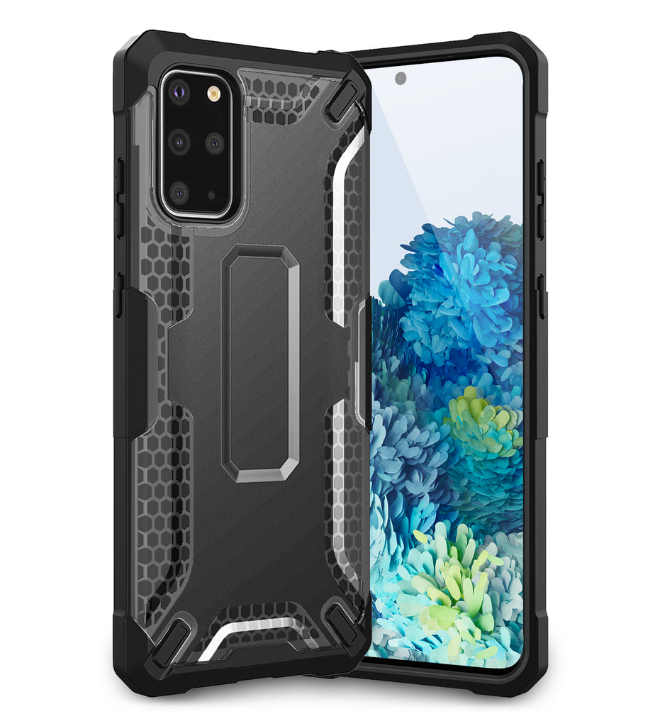 Back Cover, Drop Tested, TPU (Rubber), black, Drop Defense Pro, ₹700 - ₹999, PolyCarbonate (Plastic), Ultra Protection, , s20 plus, samsung, translucent