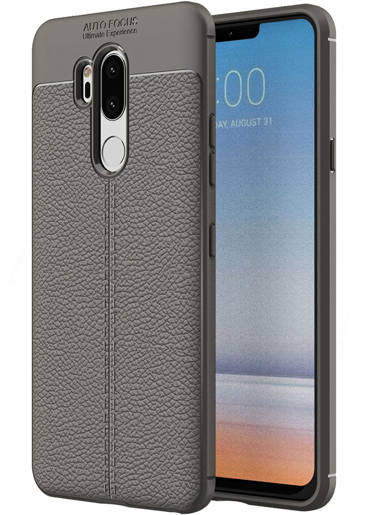 Back Cover, Drop Tested, TPU (Rubber), Grey, Leather, LG, LG G7 Thinq, Leather Armor TPU, ₹500 - ₹699, Solid, Slim Design