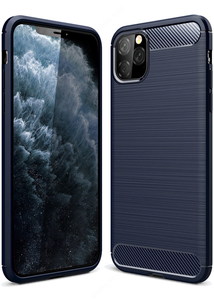apple, Back Cover, Drop Tested, TPU (Rubber), blue, Carbon Fibre, Solid, Slim Design, iphone 11 pro max, ₹0 - ₹499