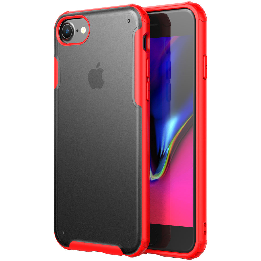 Apple, Back Cover, Drop Tested, TPU (Rubber), iphone 6, iphone 6s, iphone 7, iphone 8, IPHONE SE 2020,  ₹500 - ₹699, red, rugged frosted, PolyCarbonate (Plastic), Slim Design, translucent