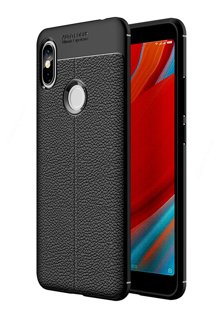Back Cover, Drop Tested, TPU (Rubber), black, Leather, Leather Armor TPU, ₹500 - ₹699, Solid, Slim Design, Redmi Y2, Xiaomi