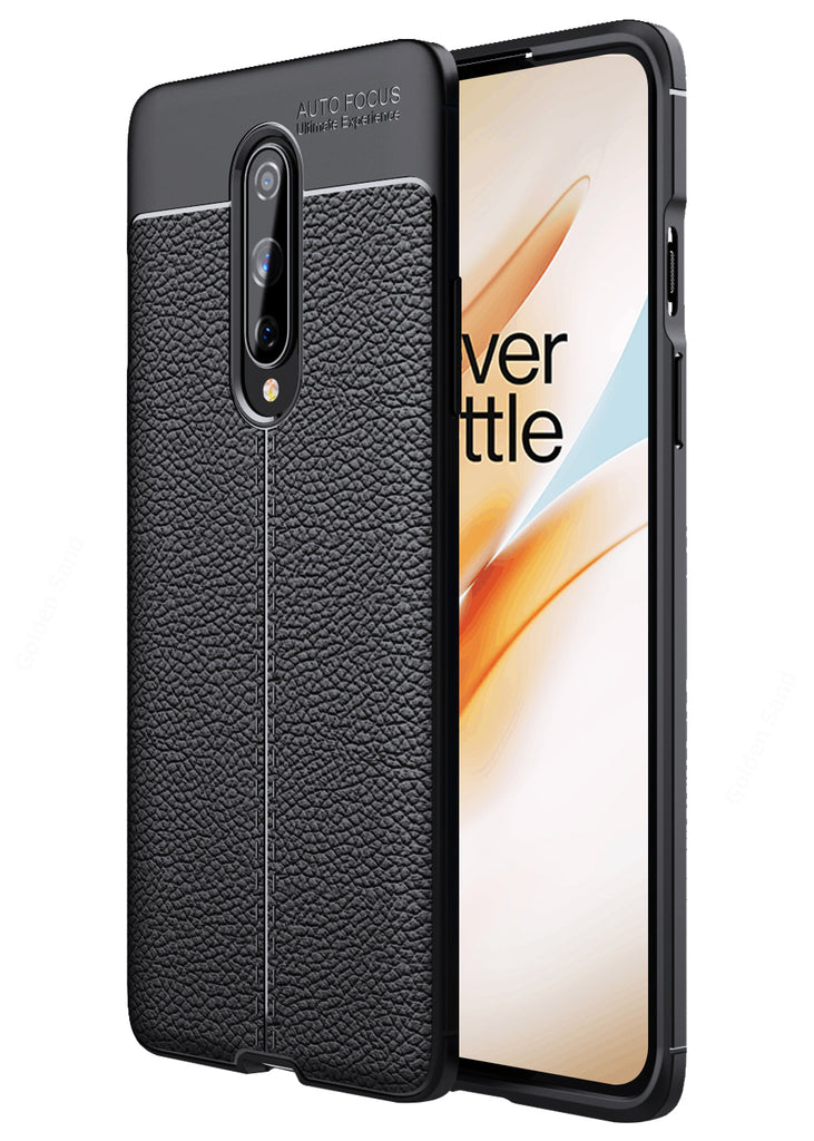 Back Cover, Drop Tested, TPU (Rubber), black, Leather, Leather Armor TPU, ₹500 - ₹699, Solid, Slim Design, oneplus, oneplus 8, 
