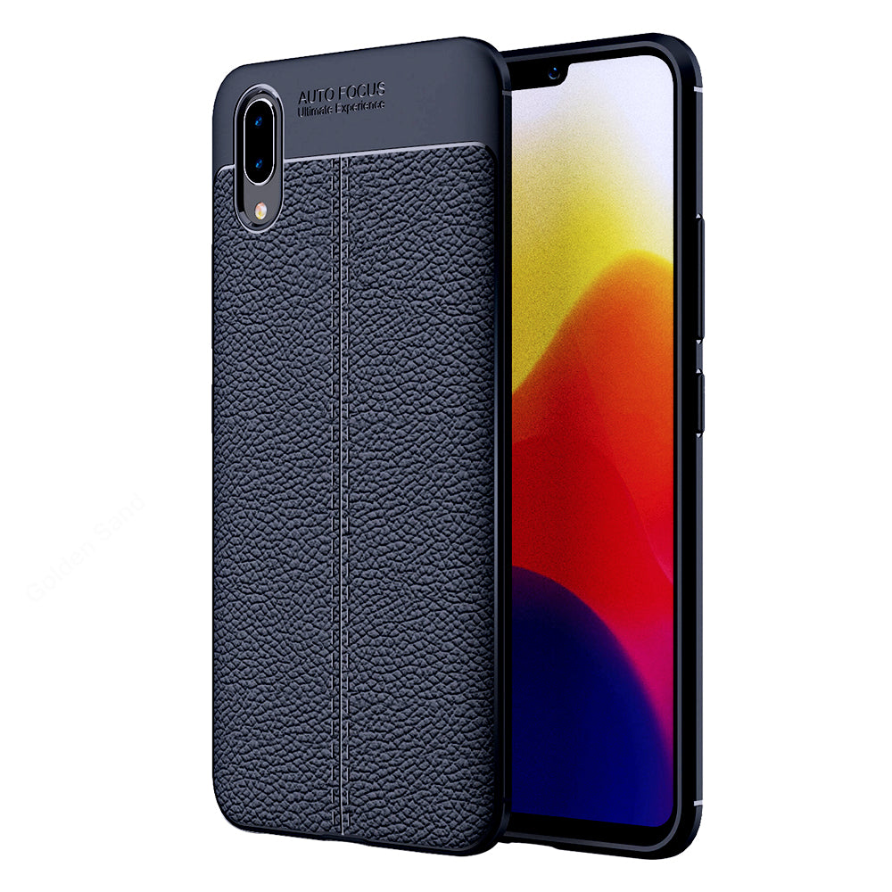 Back Cover, Drop Tested, TPU (Rubber), blue, Leather, Leather Armor TPU, ₹500 - ₹699, Solid, Slim Design, vivo, Vivo X21