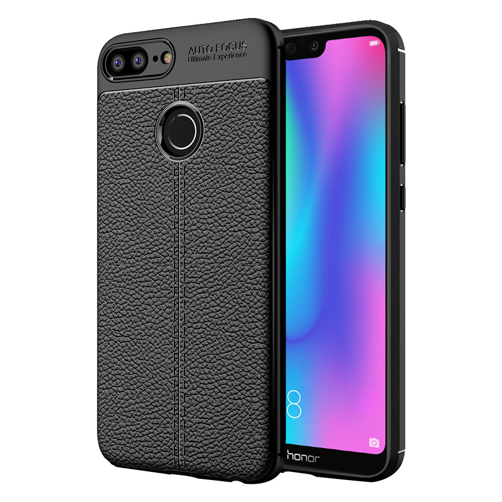 Back Cover, Drop Tested, TPU (Rubber), black, Honor 9n, Huawei, Leather, Leather Armor TPU, ₹500 - ₹699, Solid, Slim Design