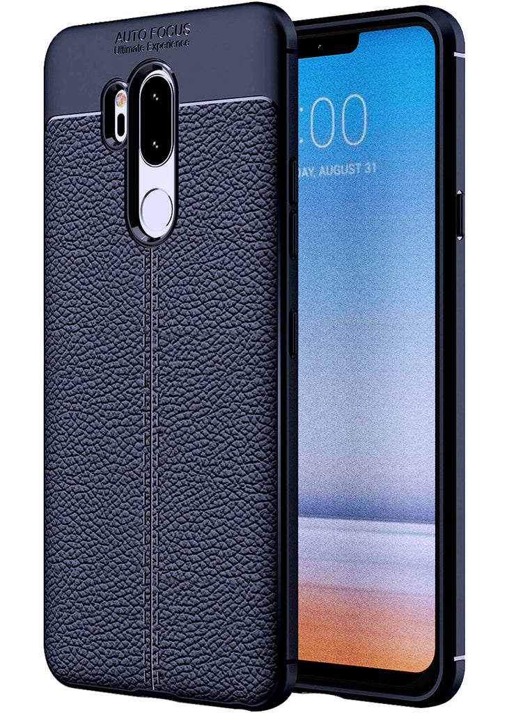 Back Cover, Drop Tested, TPU (Rubber), blue, Leather, LG, LG G7 Thinq, Leather Armor TPU, ₹500 - ₹699, Solid, Slim Design